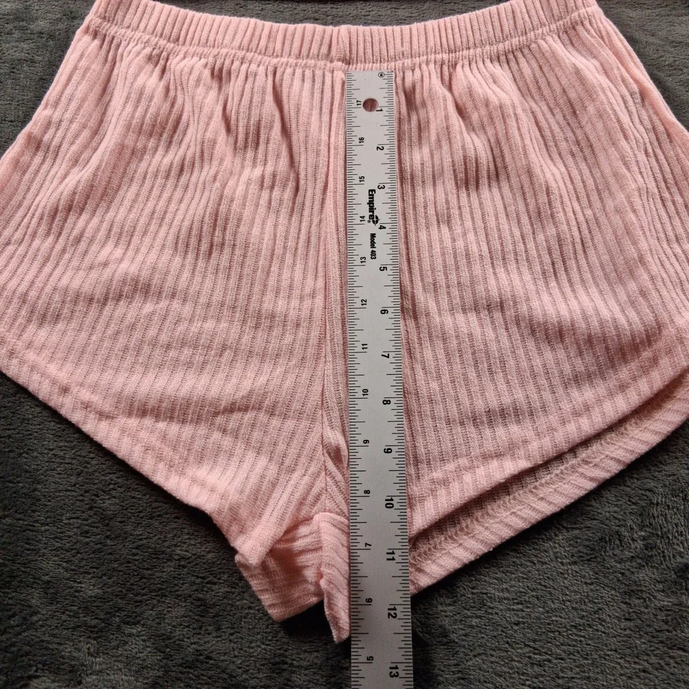 NWT Cupshe Pajama Set Womens Medium Pink Ribbed Cardigan and Shorts Loungewear